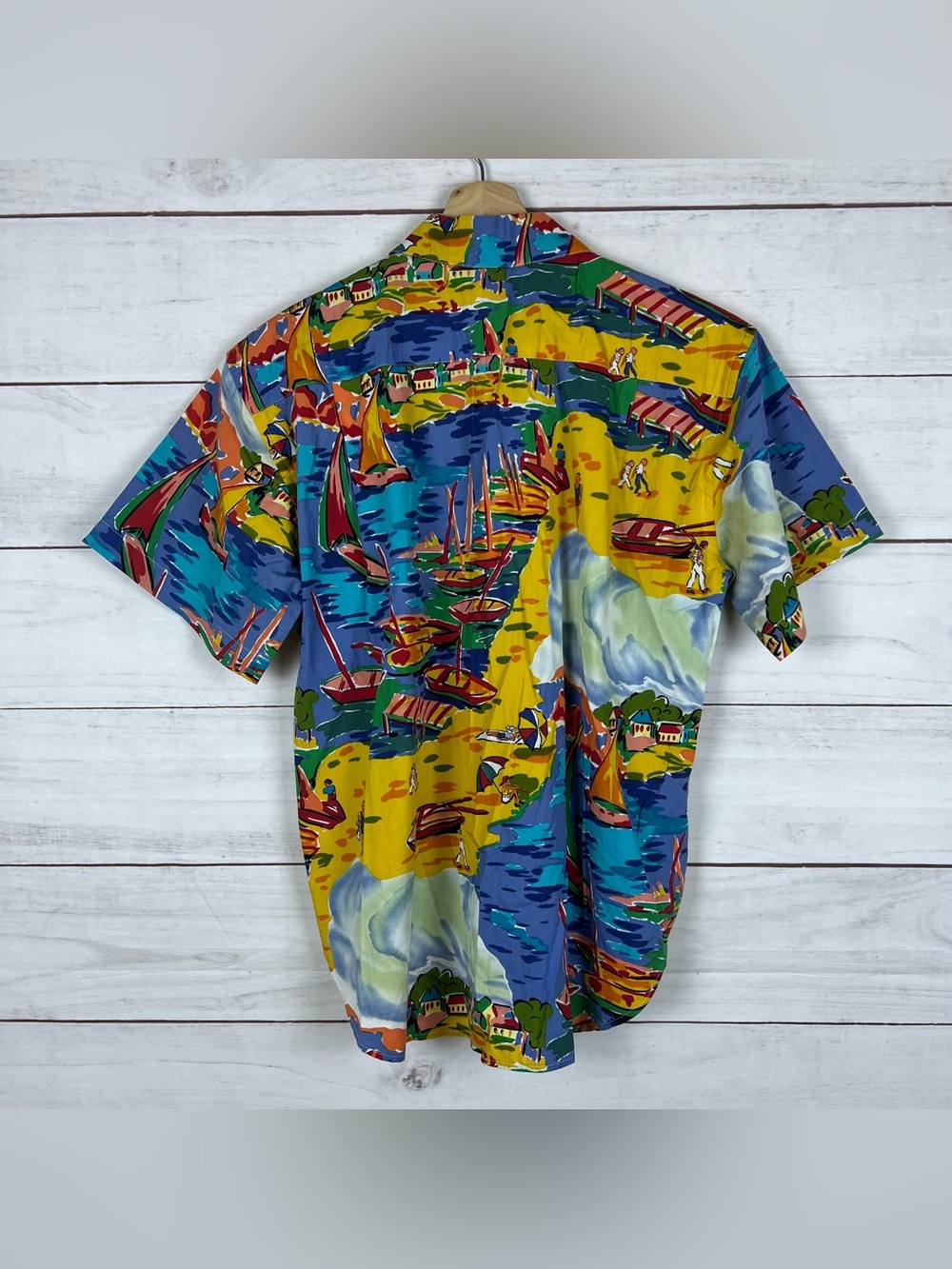 Vintage Ralph Lauren Colorful Riviera Beach Button Up Camp Shirt Sz 4 Women RARE - Picture 2 of 6